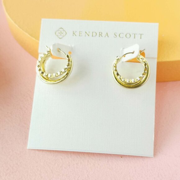Kendra Scott - Quinn Gold Huggie Earrings - NEW - Picture 1 of 3